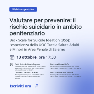 WEBINAR - Valutare per prevenire: il rischio suicidario in ambito penitenziario (gratuito)